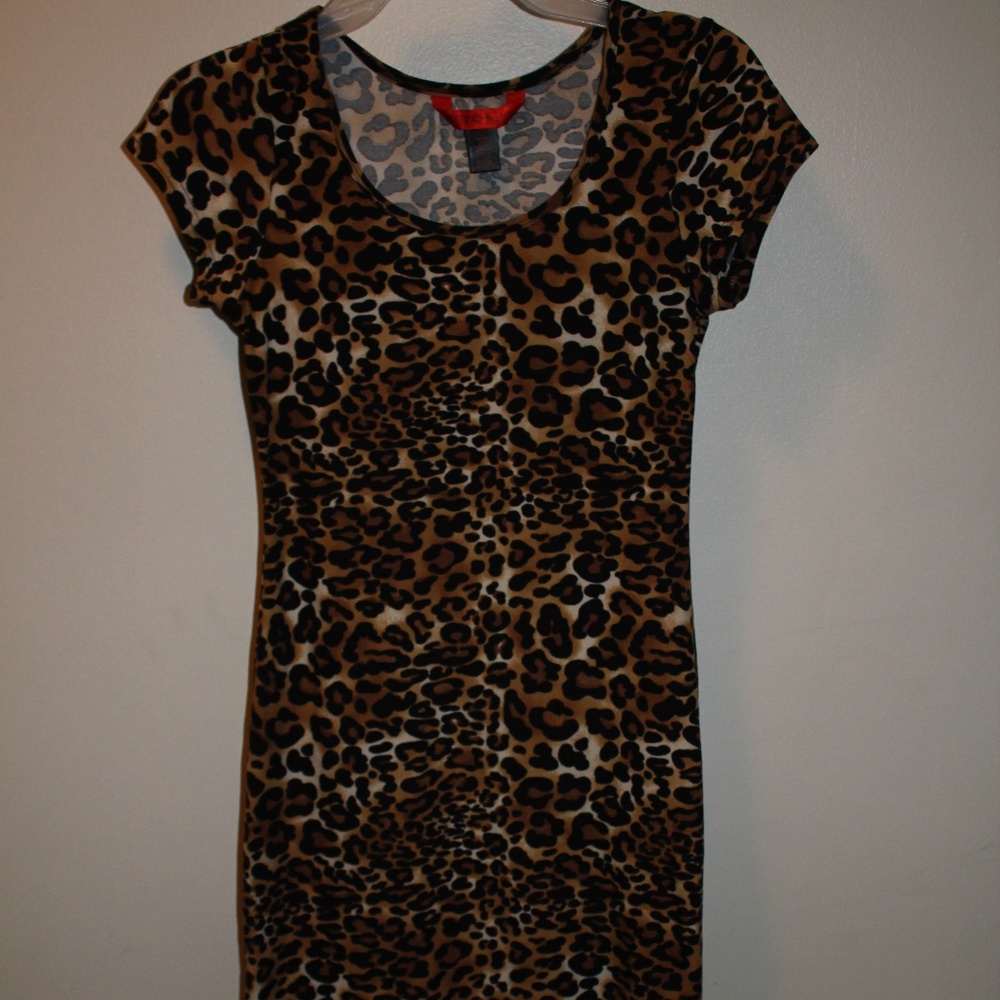 Leopard Print Bodycon Size S Dress Short Sleeve